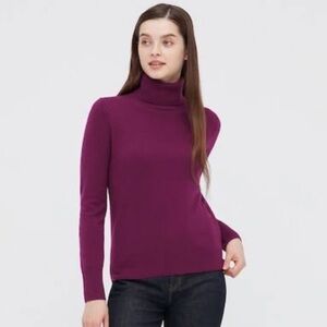 Ordos Cashmere Turtleneck Sweater Purple Small
